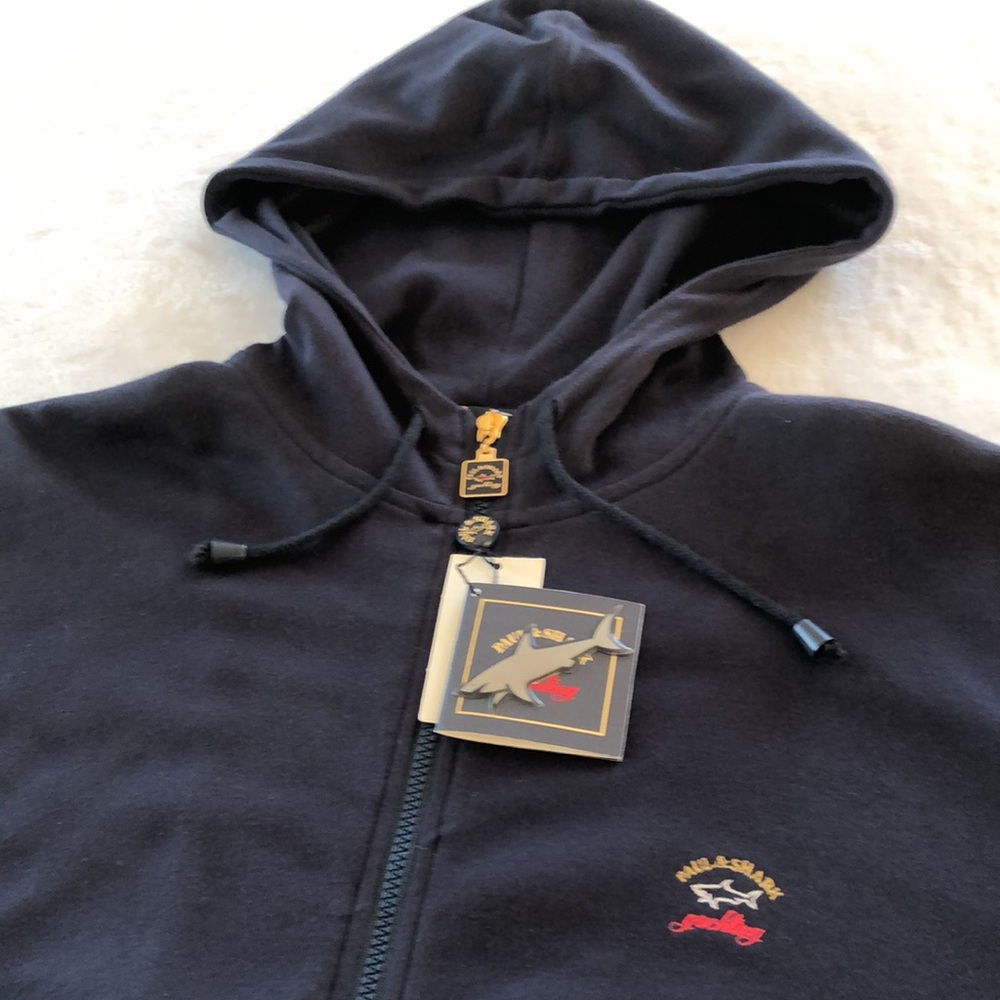 NWT Paul and Shark Size XL Yachting Full Front Zip Jacket In Navy Shark Logo